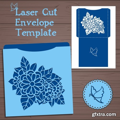 Collection envelope packing for a gift card for cutting out decorative element 25 EPS