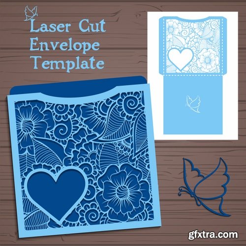 Collection envelope packing for a gift card for cutting out decorative element 25 EPS