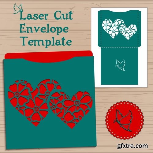 Collection envelope packing for a gift card for cutting out decorative element 25 EPS