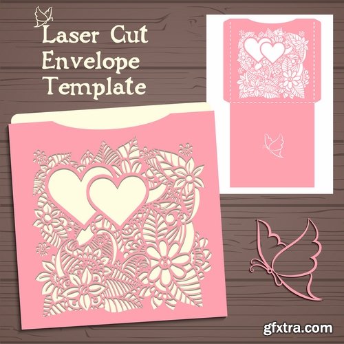 Collection envelope packing for a gift card for cutting out decorative element 25 EPS