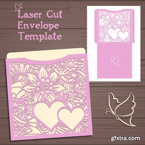 Collection envelope packing for a gift card for cutting out decorative element 25 EPS