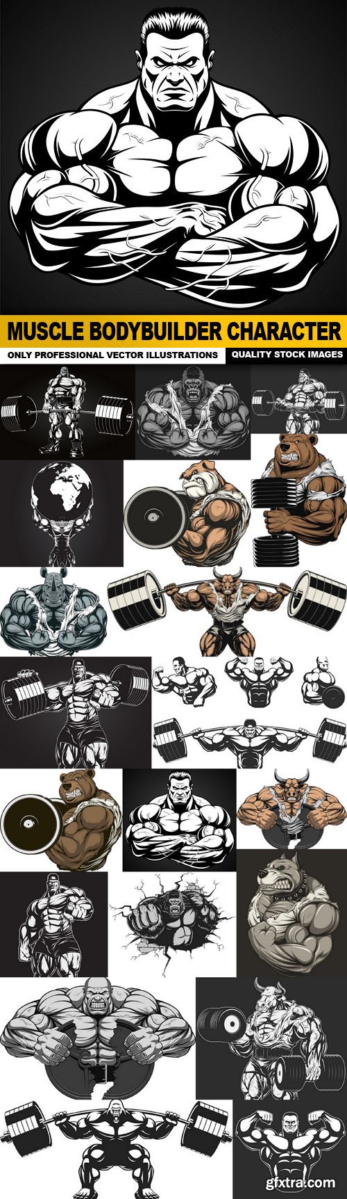 Muscle Bodybuilder Character - 20 Vector