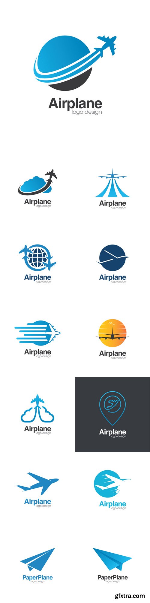 Vector Set - Airplane Creative Concept Logo Design Tempate