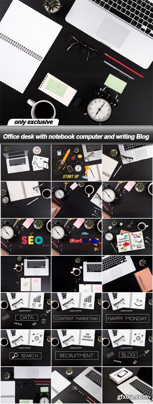 Office desk with notebook computer and writing Blog - 22 UHQ JPEG