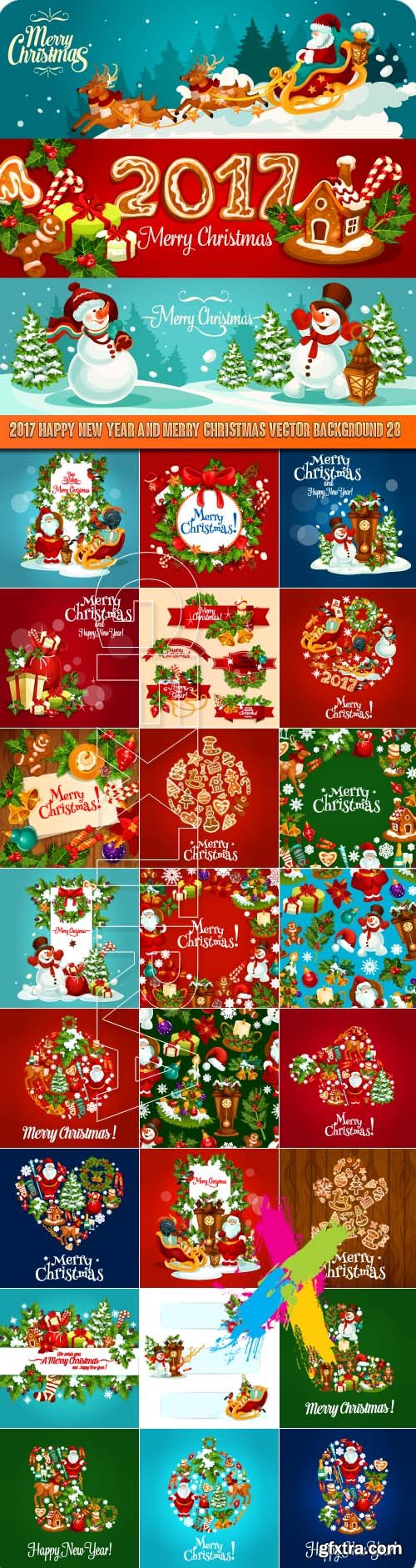 2017 Happy New Year and Merry Christmas vector background 28