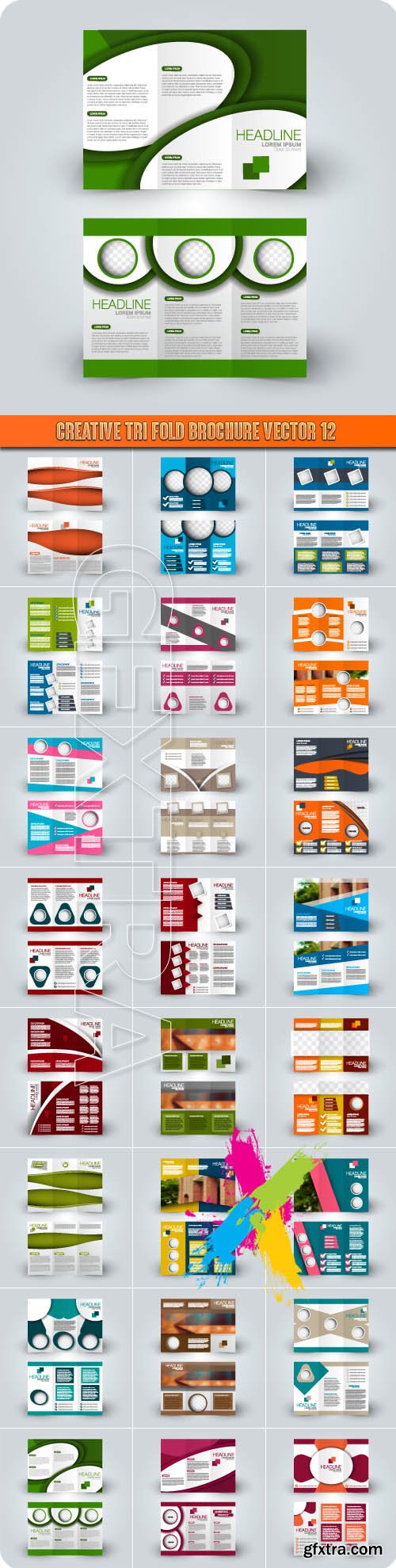 Creative tri fold brochure vector 12