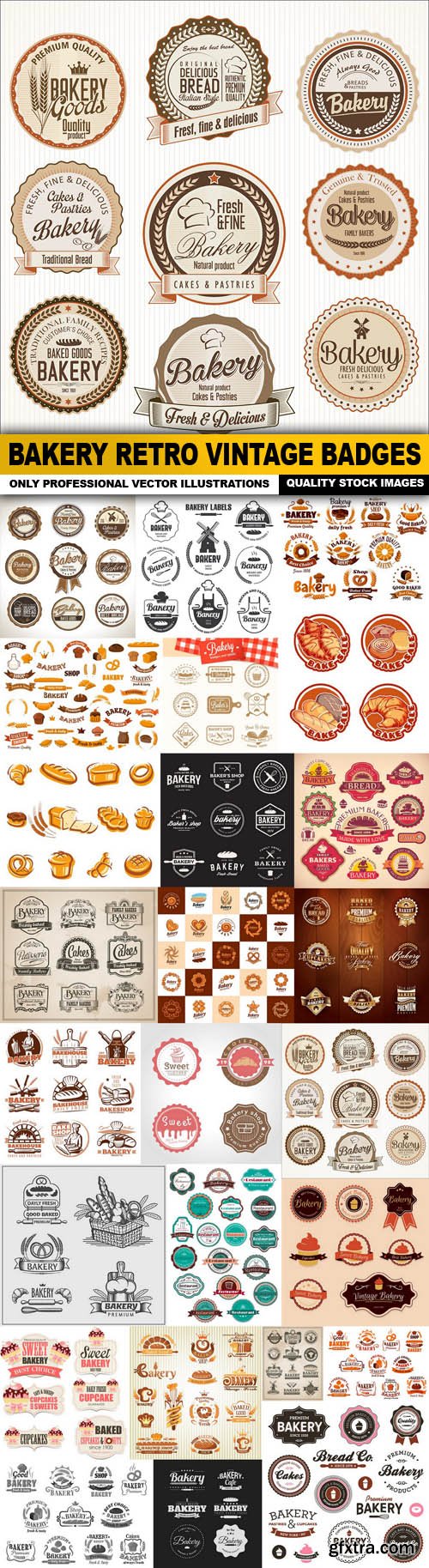 Bakery Retro Vintage Badges - 25 Vector