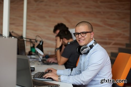 Collection of a businessman with a computer conference a group of people 25 HQ Jpeg