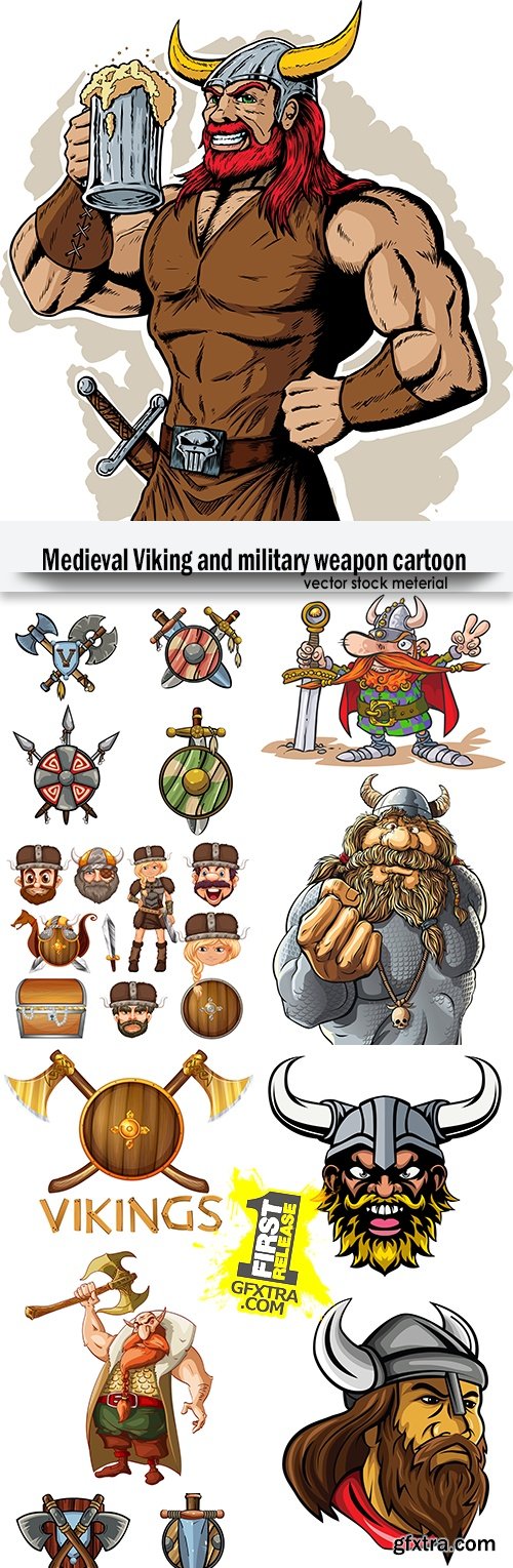 Medieval Viking and military weapon cartoon