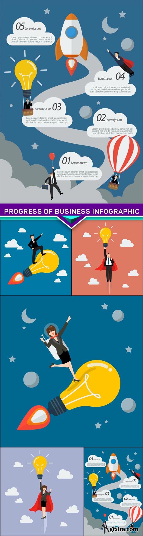 Progress of Business Infographic 5X EPS