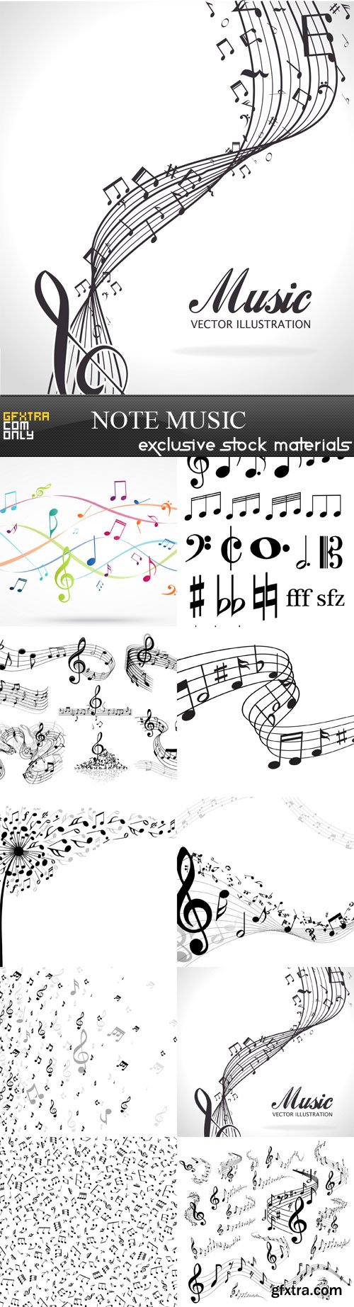 Note music, 10 х EPS