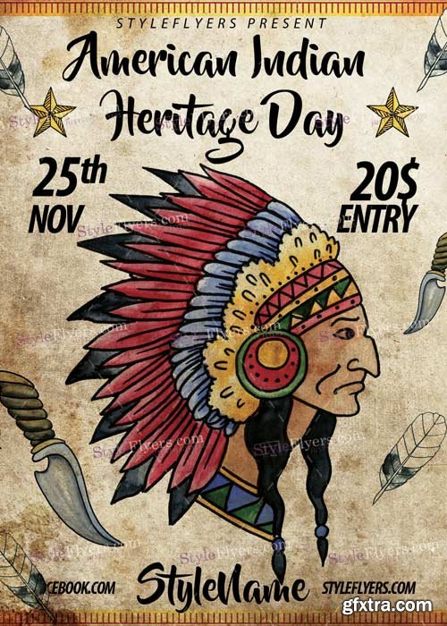 Nov 25 American Indian Heritage Day PSD V5 Flyer Template