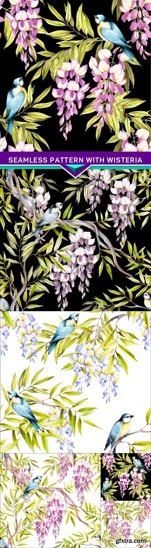 Seamless pattern with wisteria 5X JPEG