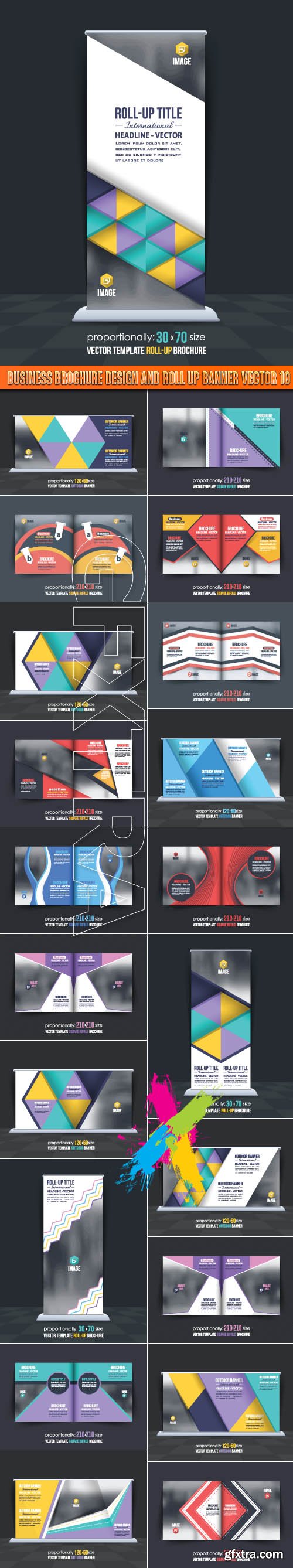 Business Brochure Design and Roll up banner vector 10