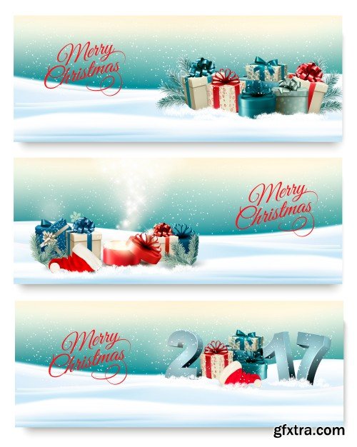 Christmas and happy New Year holiday background with presents and magic box