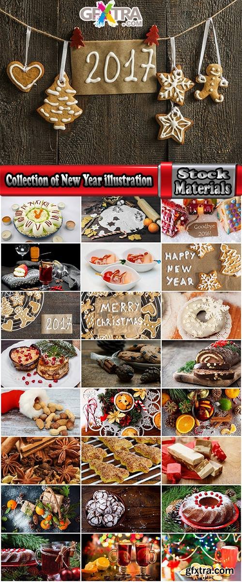 Collection of New Year illustration Christmas decoration sweet dish meal 25 HQ Jpeg