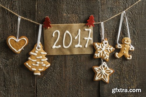 Collection of New Year illustration Christmas decoration sweet dish meal 25 HQ Jpeg