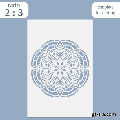 Collection of paper openwork greeting card template for cutting a gift card 25 EPS