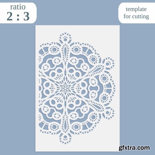 Collection of paper openwork greeting card template for cutting a gift card 25 EPS