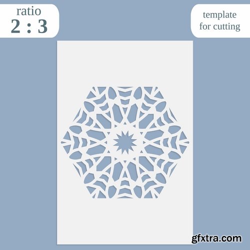 Collection of paper openwork greeting card template for cutting a gift card 25 EPS