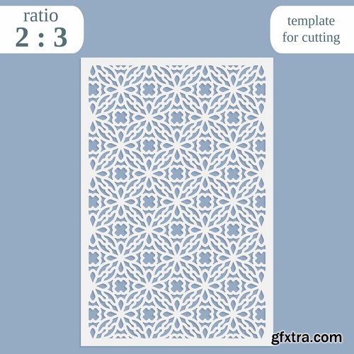 Collection of paper openwork greeting card template for cutting a gift card 25 EPS