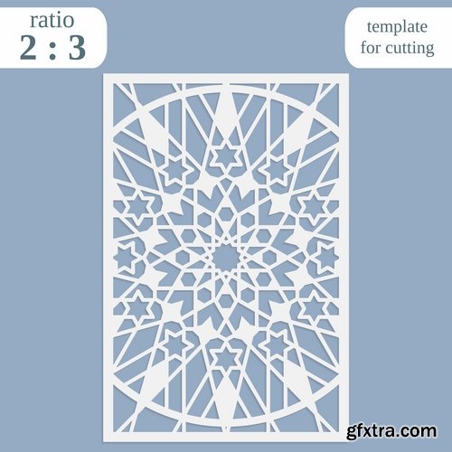Collection of paper openwork greeting card template for cutting a gift card 25 EPS