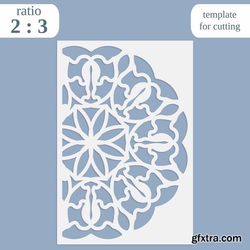 Collection of paper openwork greeting card template for cutting a gift card 25 EPS