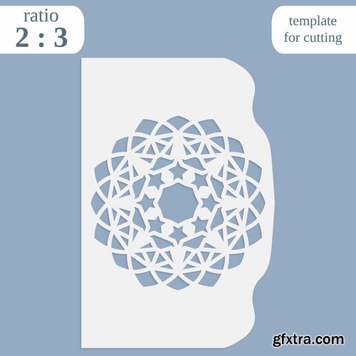 Collection of paper openwork greeting card template for cutting a gift card 25 EPS