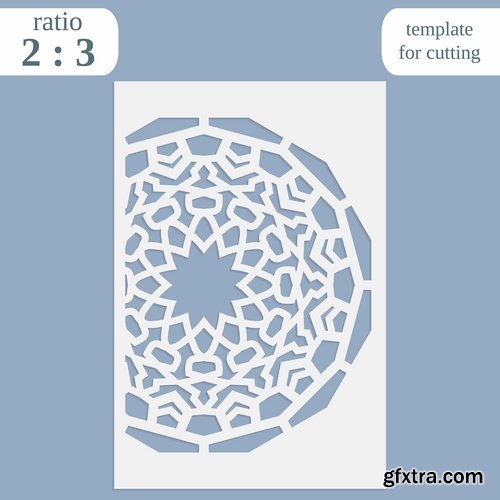 Collection of paper openwork greeting card template for cutting a gift card 25 EPS