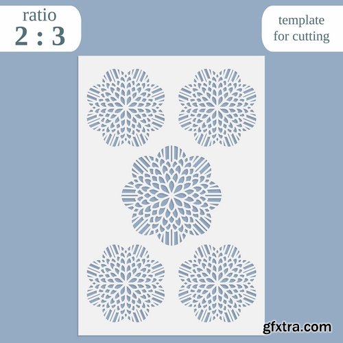 Collection of paper openwork greeting card template for cutting a gift card 25 EPS