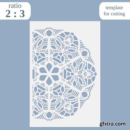 Collection of paper openwork greeting card template for cutting a gift card 25 EPS