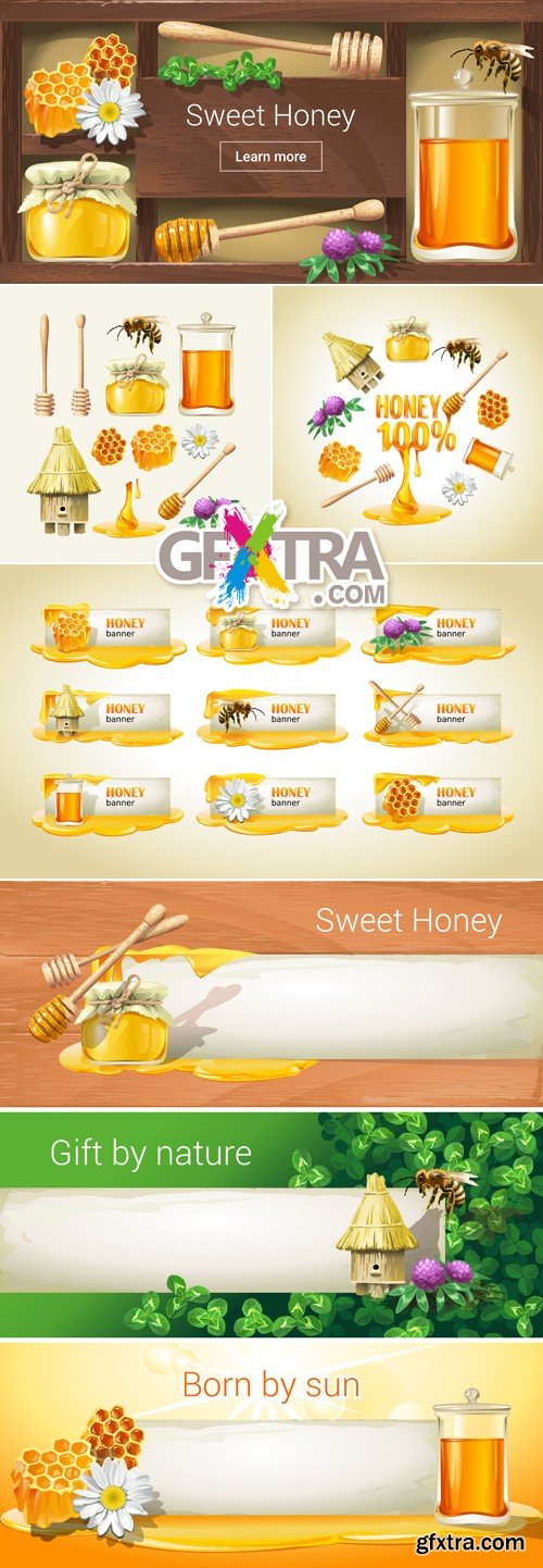 Honey Icons & Banners Vector