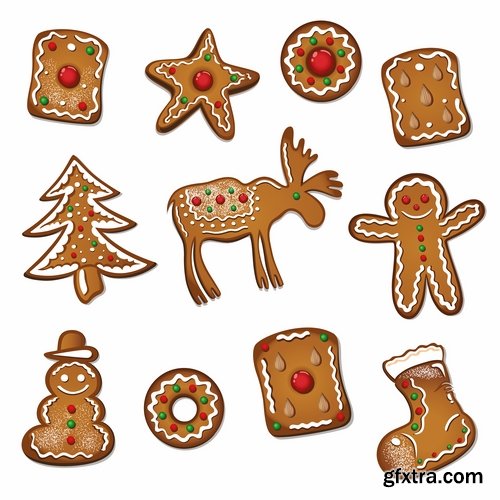 Collection of festive christmas christmas food sweetness turkey 25 EPS