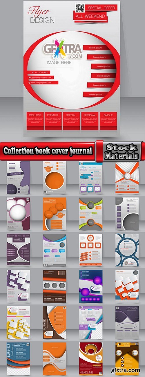 Collection book cover journal notebook flyer card business card banner vector image 24-25 EPS