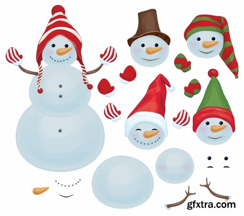 Collection of snow snowman doll decoration 2017 new year christmas 25 EPS