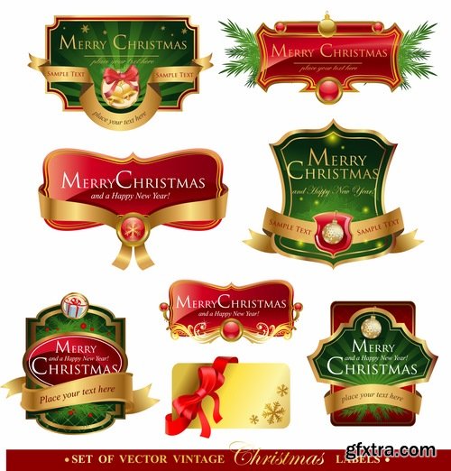 Collection of New Year label Christmas sticker discount sale 25 EPS
