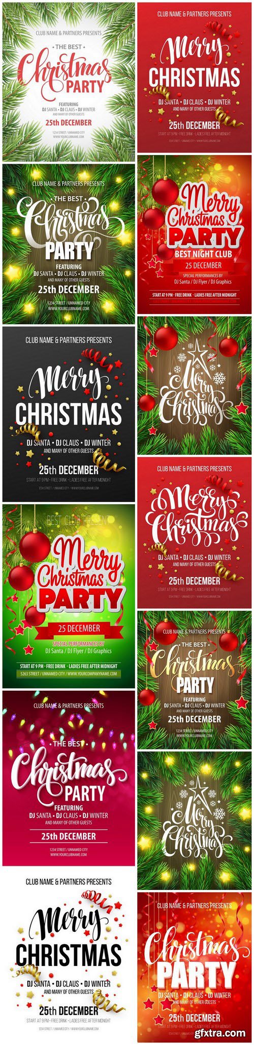 Christmas Party poster design template - 13xEPS Vector Stock