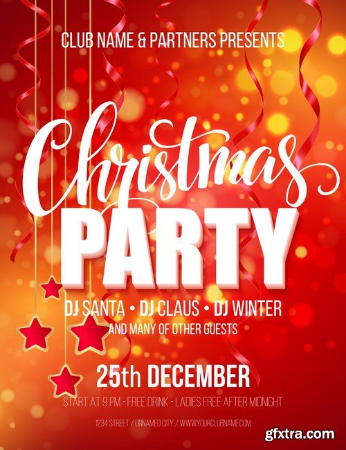 Christmas Party poster design template - 13xEPS Vector Stock