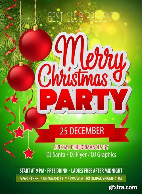 Christmas Party poster design template - 13xEPS Vector Stock