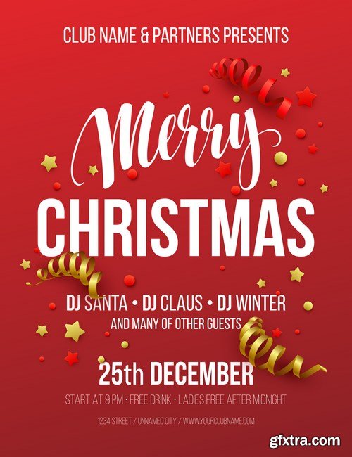 Christmas Party poster design template - 13xEPS Vector Stock