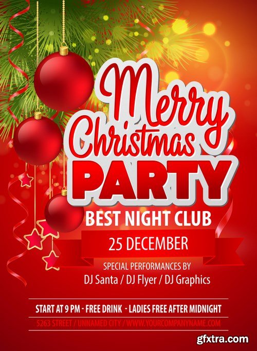 Christmas Party poster design template - 13xEPS Vector Stock