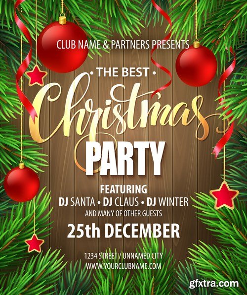 Christmas Party poster design template - 13xEPS Vector Stock