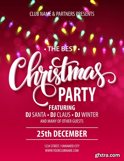 Christmas Party poster design template - 13xEPS Vector Stock