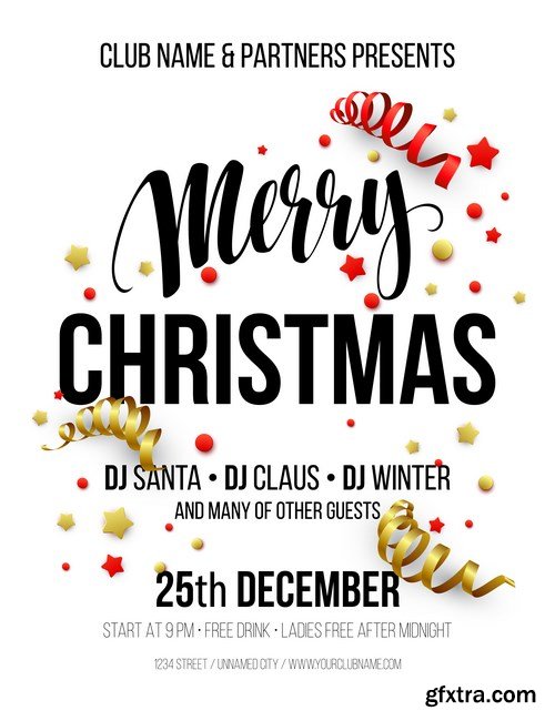 Christmas Party poster design template - 13xEPS Vector Stock