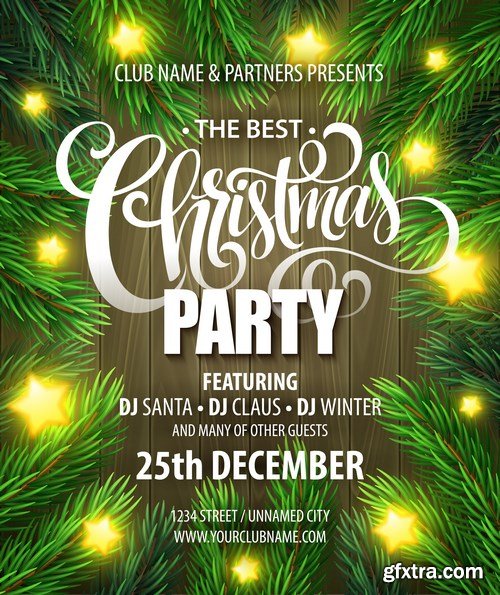 Christmas Party poster design template - 13xEPS Vector Stock