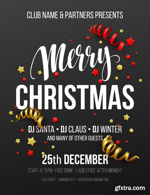 Christmas Party poster design template - 13xEPS Vector Stock