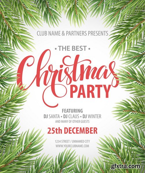 Christmas Party poster design template - 13xEPS Vector Stock