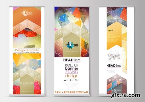 Corporate vertical vector flyer & roll up banner - 19xEPS Vector Stock