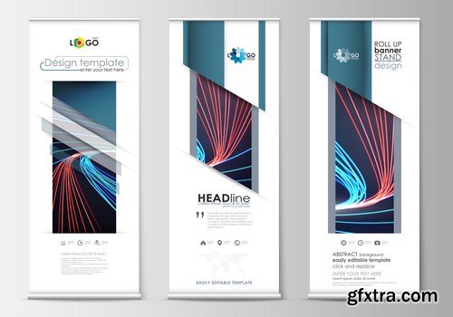 Corporate vertical vector flyer & roll up banner - 19xEPS Vector Stock