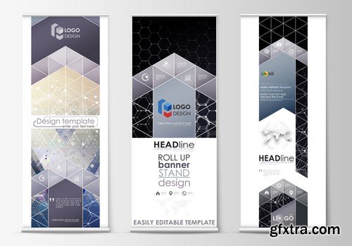 Corporate vertical vector flyer & roll up banner - 19xEPS Vector Stock